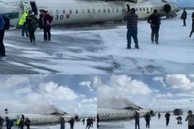 Delta Airlines Plane Crashes at Toronto Pearson Airport, Flips Upside Down on Runway