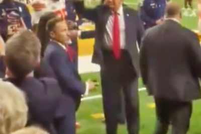 VIDEO: Chris Jones of the Chiefs was reprimanded for his actions toward Donald Trump on the field prior to Super Bowl 59.