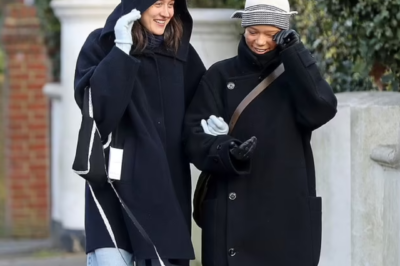 Taylor Russell beamed with happiness as she was spotted walking arm-in-arm with a female friend in London on Monday.