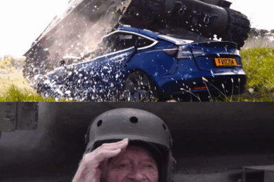 98-year-old veteran drives tank to crush Tesla to protest Elon Musk