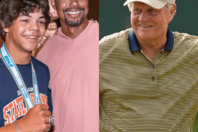 Golf legend Jack Nicklaus gives Tiger Woods advice on Charlie’s development.