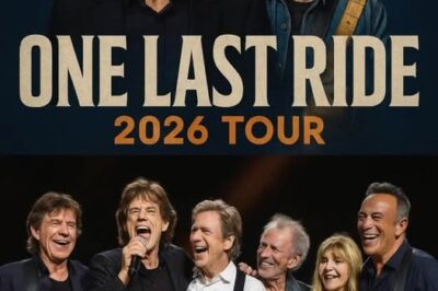 Rock & Roll Icons Unite: Mick Jagger, Keith Richards, Paul McCartney , Eric Clapton, Stevie Nicks and Bruce Springsteen have announced the 2026 tour “ONE LAST RIDE.” This soul-stirring revival promises to breathe new life into the timeless spirit of Rock & Roll music, uniting generations of fans for an unforgettable celebration of heartfelt songs and stories.