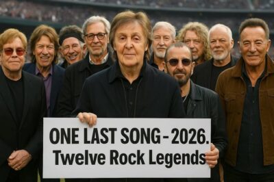 One Last Song– 2026 Twelve rock legends. One stage. One unforgettable farewell. Paul McCartney, along with Ringo Starr, Eric Clapton, Elton John, Mick Jagger, Keith Richards, Roger Daltrey, Pete Townshend, David Gilmour, Brian May, Robert Plant, and Bruce Springsteen, will join forces for a one-of-a-kind tour that marks the final chapter of rock’s golden era.