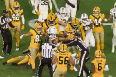 The refs got WIPED OUT! A massive brawl during Packers-Steelers turned the ‘SNF’ field into absolute chaos. You have to see the video.