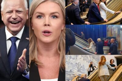 BREAKING: Governor Tim Walz hilariously trolls MAGA Press Secretary Karoline Leavitt over her boss’s humiliating escalator scandal at the United Nations yesterday — says that it’s a “miracle” that Trump even managed to get up the stairs.