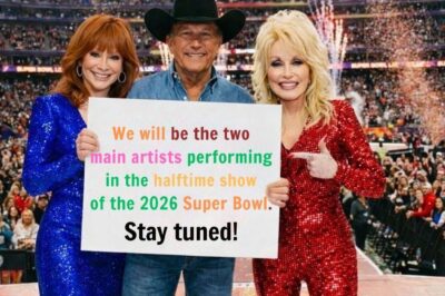 REBA McENTIRE, GEORGE STRAIT, AND DOLLY PARTON TO CO-HEADLINE SUPER BOWL LX HALFTIME SHOW — COUNTRY ROYALTY UNITES FOR WHAT INSIDERS CALL “THE MOST RECORD-BREAKING, GRAND-SCALE PERFORMANCE OF ALL TIME”