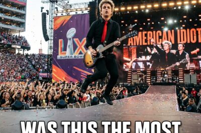WHEN PUNK TOOK OVER AMERICA’S BIGGEST STAGE For a few electric minutes at Super Bowl LX, Levi’s Stadium didn’t feel like a football venue at all. It felt like a confession. Green Day stepped into the opening ceremony and turned it into something louder, sharper, and strangely personal. “Holiday” crashed in first. Then “Boulevard of Broken Dreams” slowed the heartbeat of the crowd. And when “American Idiot” hit, the air shifted. Some lyrics were muted on TV. The feeling wasn’t. Billie Joe Armstrong looked out at the crowd and later said, “This song still means what it meant.” What happened in those moments — and why it mattered more than a pregame show — is where the real story begins.