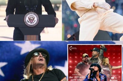 “ON A NIGHT WITH 100 MILLION EYES WATCHING, HE PICKED A SIDE.” Just hours before the Super Bowl chaos began, Kid Rock showed up and said one sentence that refused to sit quietly. “Turn off Bad Bunny if you’re proud to be American.” No stage yet. No kickoff. Just the hum of the biggest night in sports and a line dropped straight into it. He didn’t dress it up. Didn’t soften it. He said the alternative halftime show wasn’t for everyone — it was for his people.