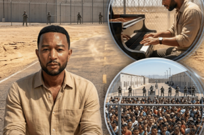 SEE John Legend brave a 100-degree Arizona desert to play 1 acoustic piano for 500 detained migrants, proving his relentless pursuit of justice needs no arena.