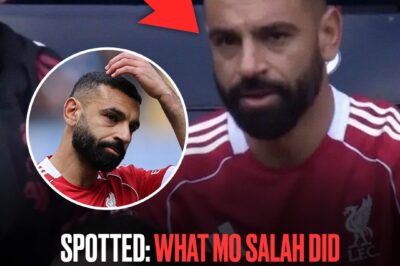 Mo Salah looks on from bench after being subbed of — can you guess what he’s feeling?